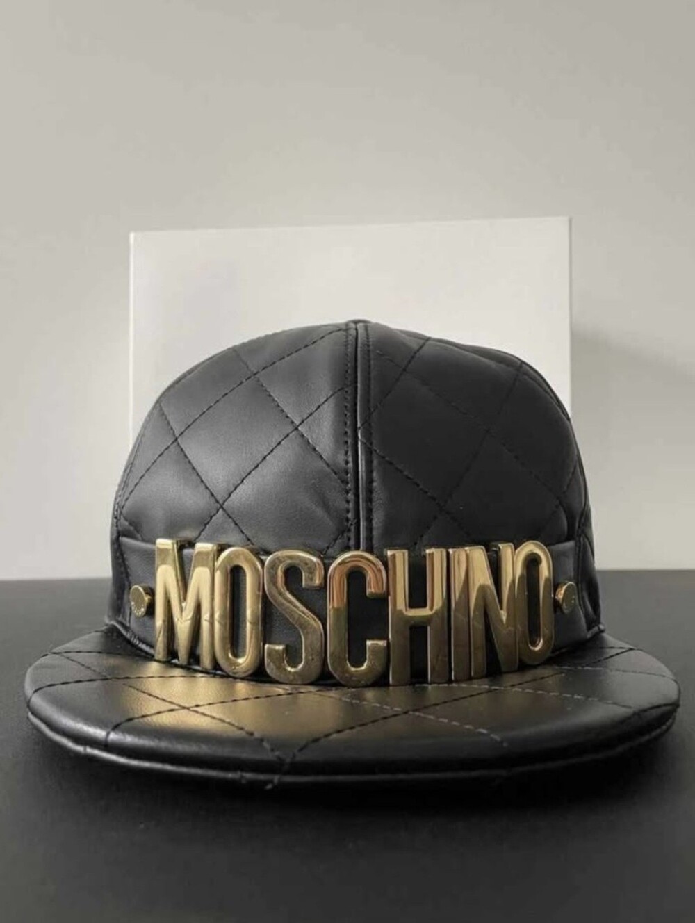 Quilted Moschino Leather Hat